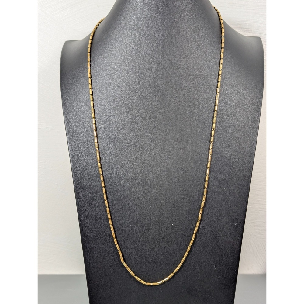 Vintage Trifari Gold Tone Bar Link Chain Necklace 30 in MCM